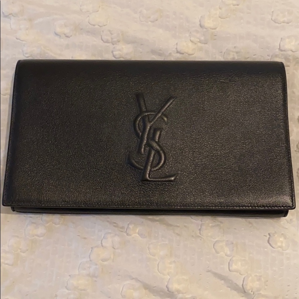 Yves Saint Laurent clutch black leather bag